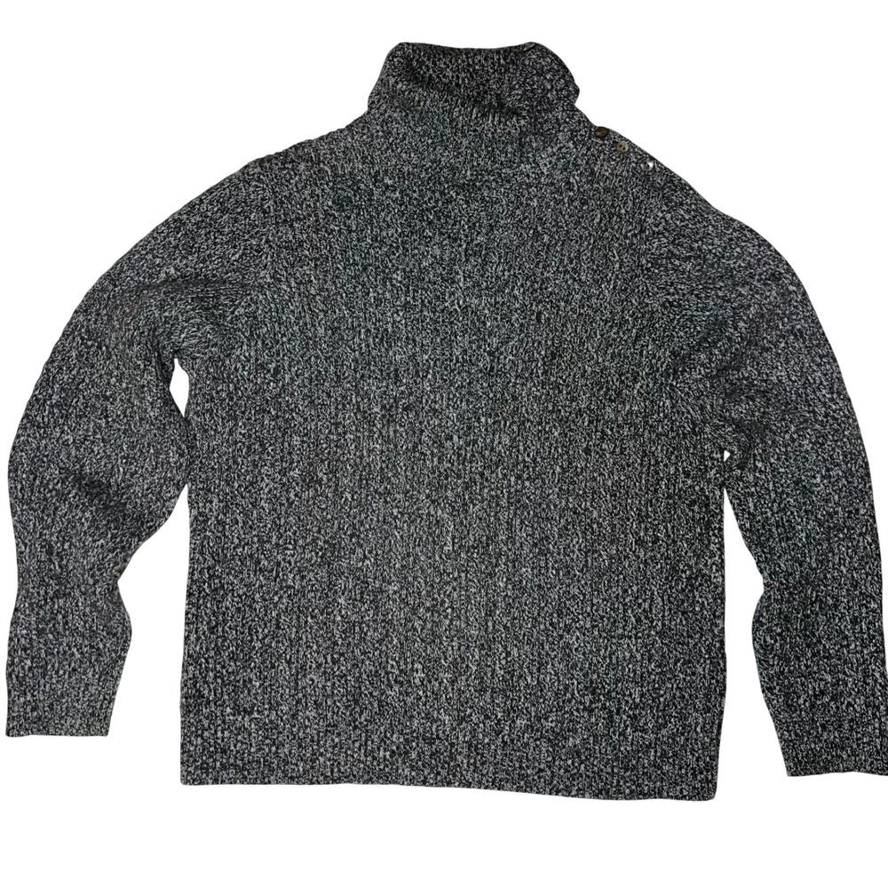 Valerie Stevens Gray Cotton Turtleneck Sweater Shoulder Detail Women's Medium